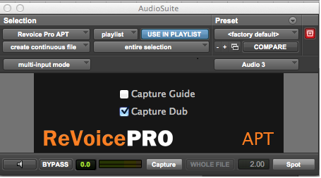 Audio Suite APT Dub select